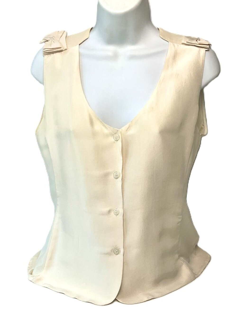 Emporio Armani Silk Sleveless Button Front Top Size 12 Italy